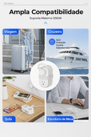 Tomada Inteligente de Viagem Smart Power 7 em 1 – 4 Entradas + 3 USB (USB-C Incluso)