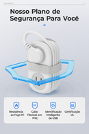 Tomada Inteligente de Viagem Smart Power 7 em 1 – 4 Entradas + 3 USB (USB-C Incluso)