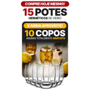 Kit com 15 Potes Herméticos de Vidro + 10 Copos de Vidro Aruba de Brinde