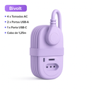 Tomada Inteligente de Viagem Smart Power 7 em 1 – 4 Entradas + 3 USB (USB-C Incluso)